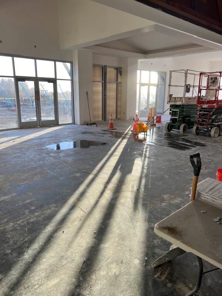Commercial interior during framing and drywall stage