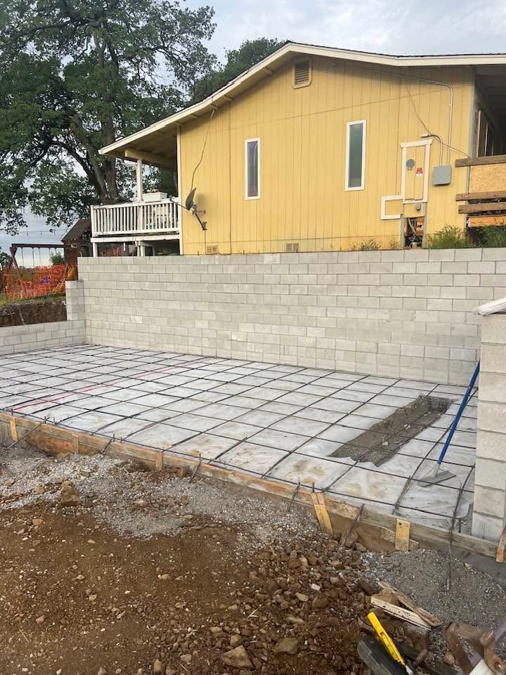 Concrete foundation and block wall for a new construction project